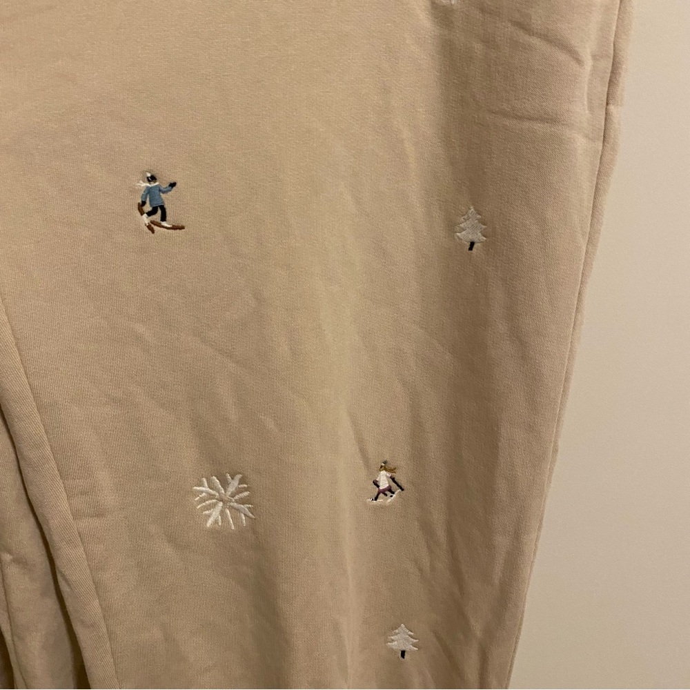 NWT Lou & Grey Tan Winter Pattern Embroidered Jogger Pants size XL - Picture 4 of 12
